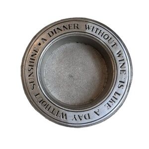 Vintage Wilton Armetale Wine Bottle Coaster, A Dinner without Wine Made in USA